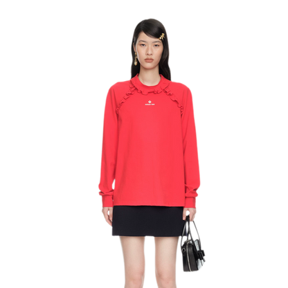 Ruffled Relaxed Cotton Long-Sleeve Tee