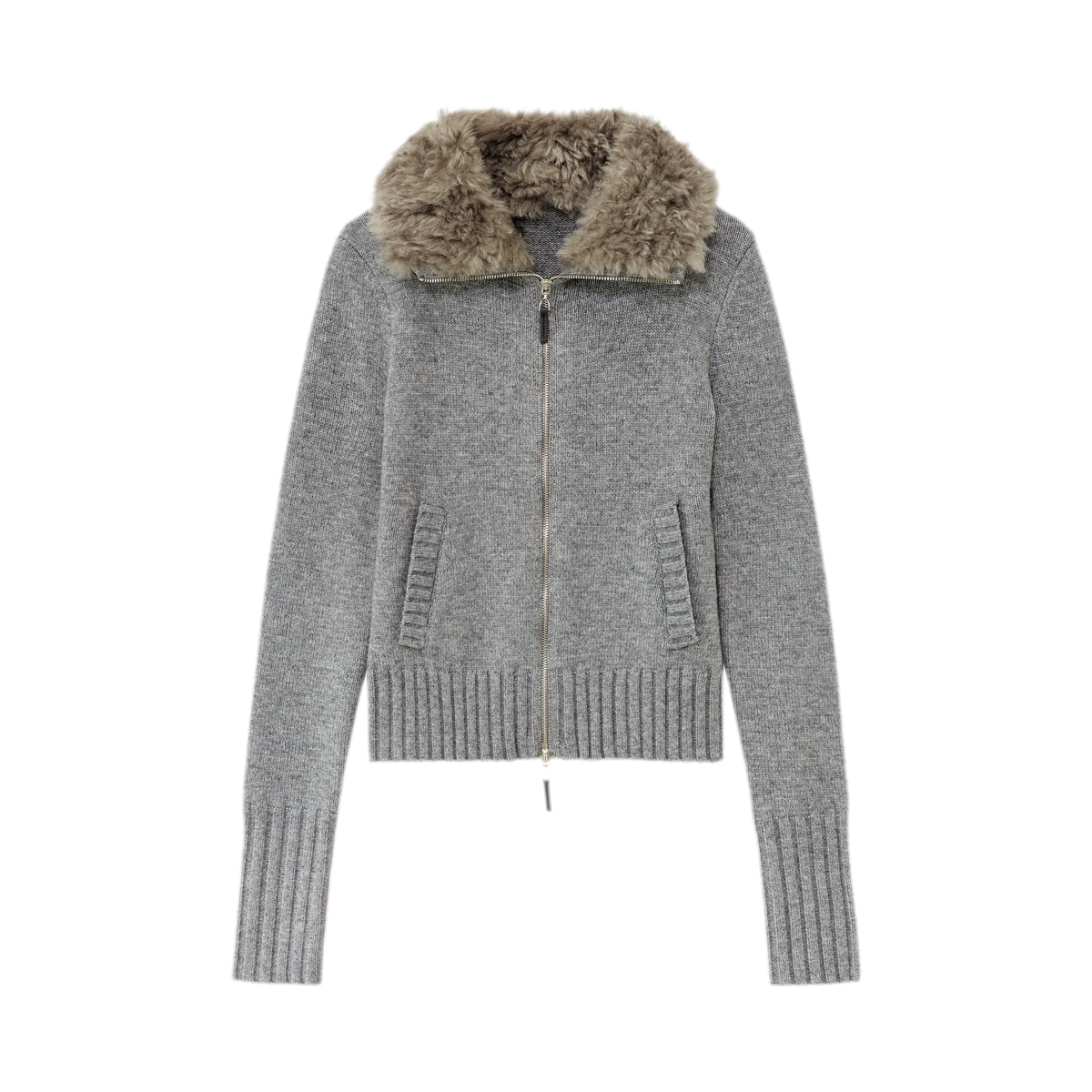 Wool Ribbed Fitted Cardigan