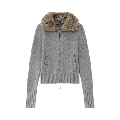 Wool Ribbed Fitted Cardigan