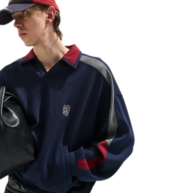 Contrast Polo Panel Sweatshirt
