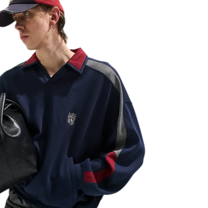 Contrast Polo Panel Sweatshirt