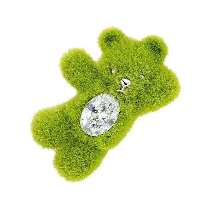 Plush Gemstone Bear Hair Clip