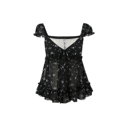 Korean Style Lace Spliced Doll Blouse