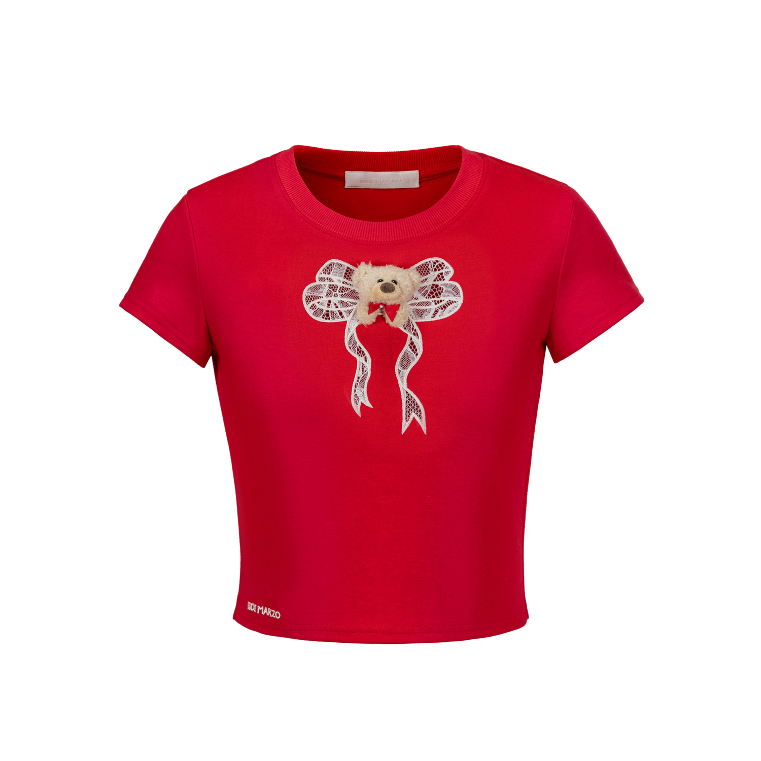 Spring/Summer 2026 Lace Bow Short Sleeve T-shirt