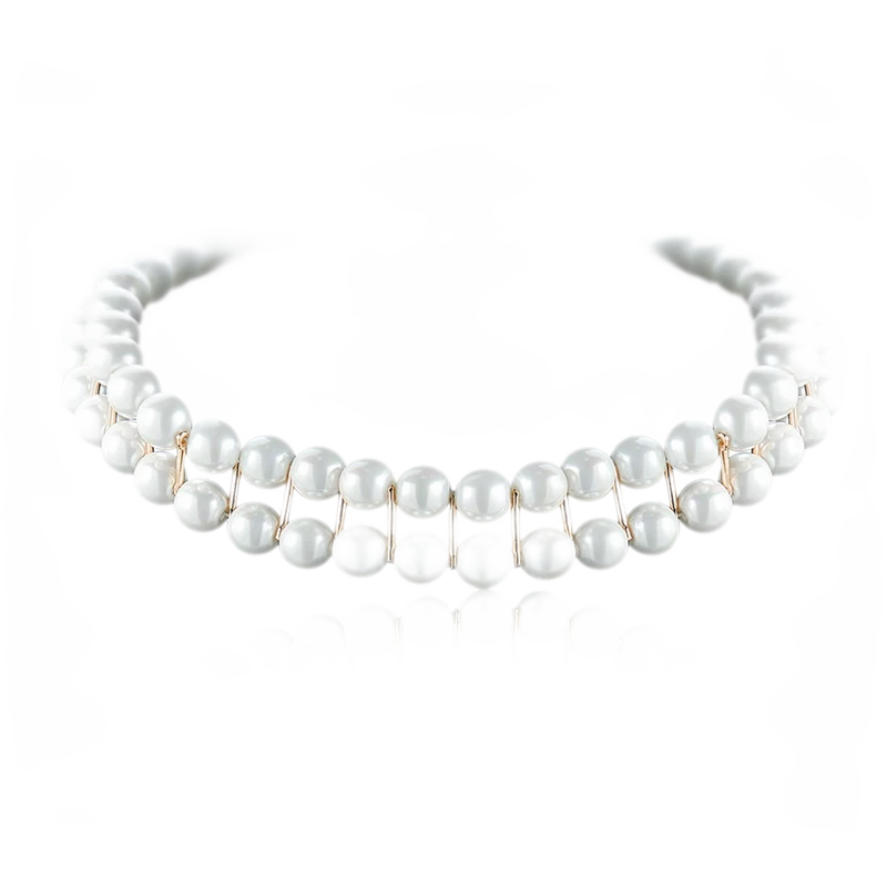 M2M Original Vintage Double Layer Pearl Metal Choker