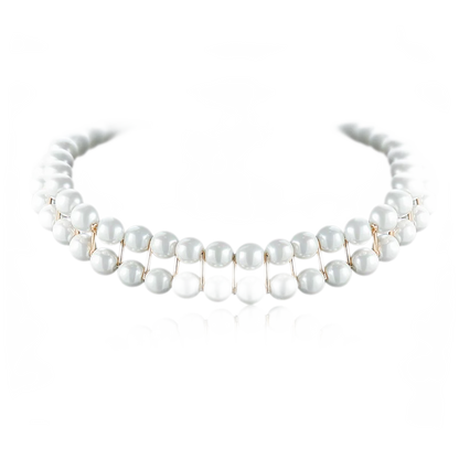 M2M Original Vintage Double Layer Pearl Metal Choker