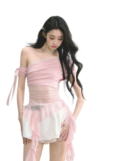 Sheer Asymmetric Mesh Tee