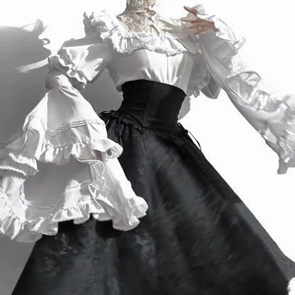 Victorian Ruffle Blouse Skirt Set