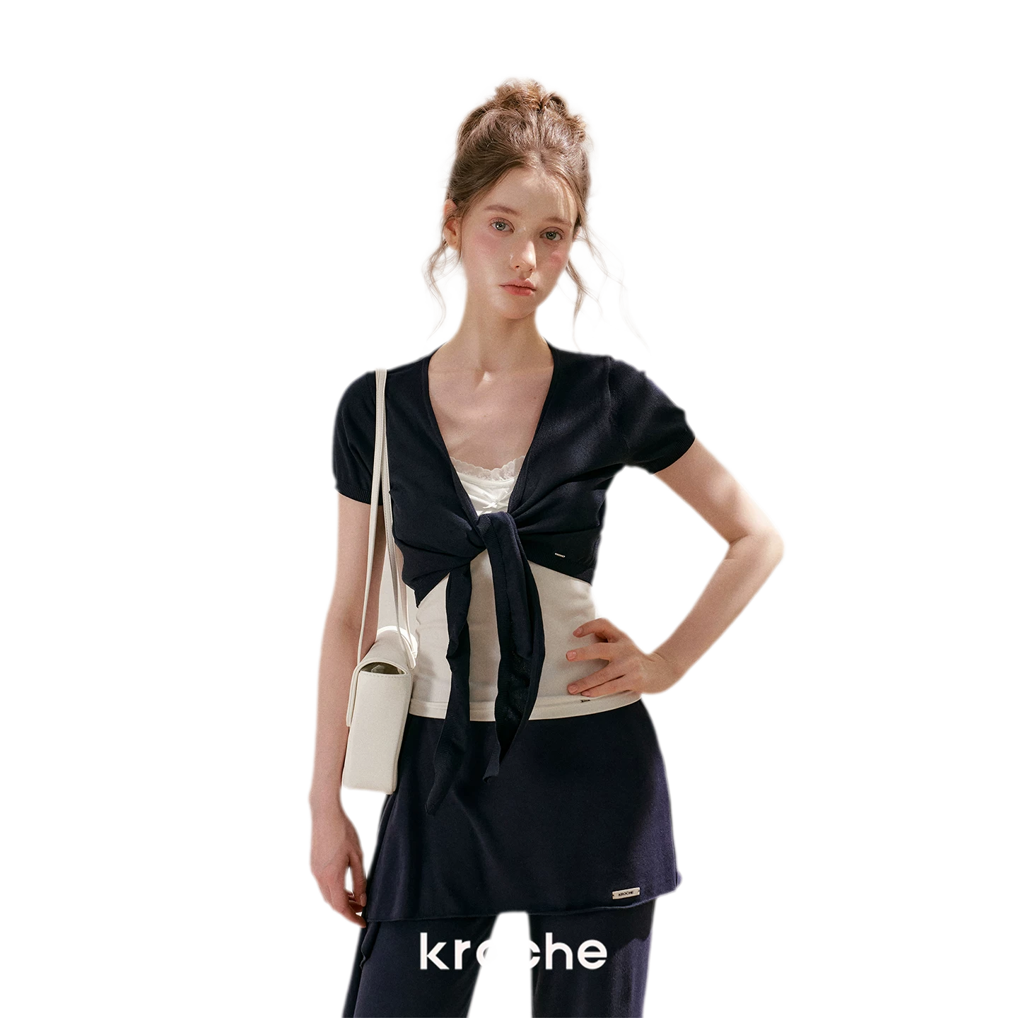 Sportique Cropped Knit Cardigan