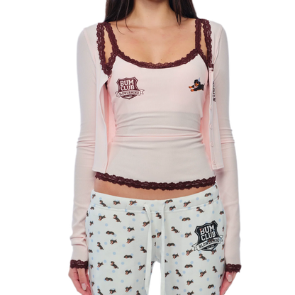 Áo camisole họa tiết viền ren