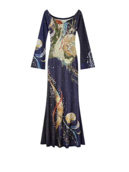Perlenkrähen-Strickkleid im Meerjungfrauenstil