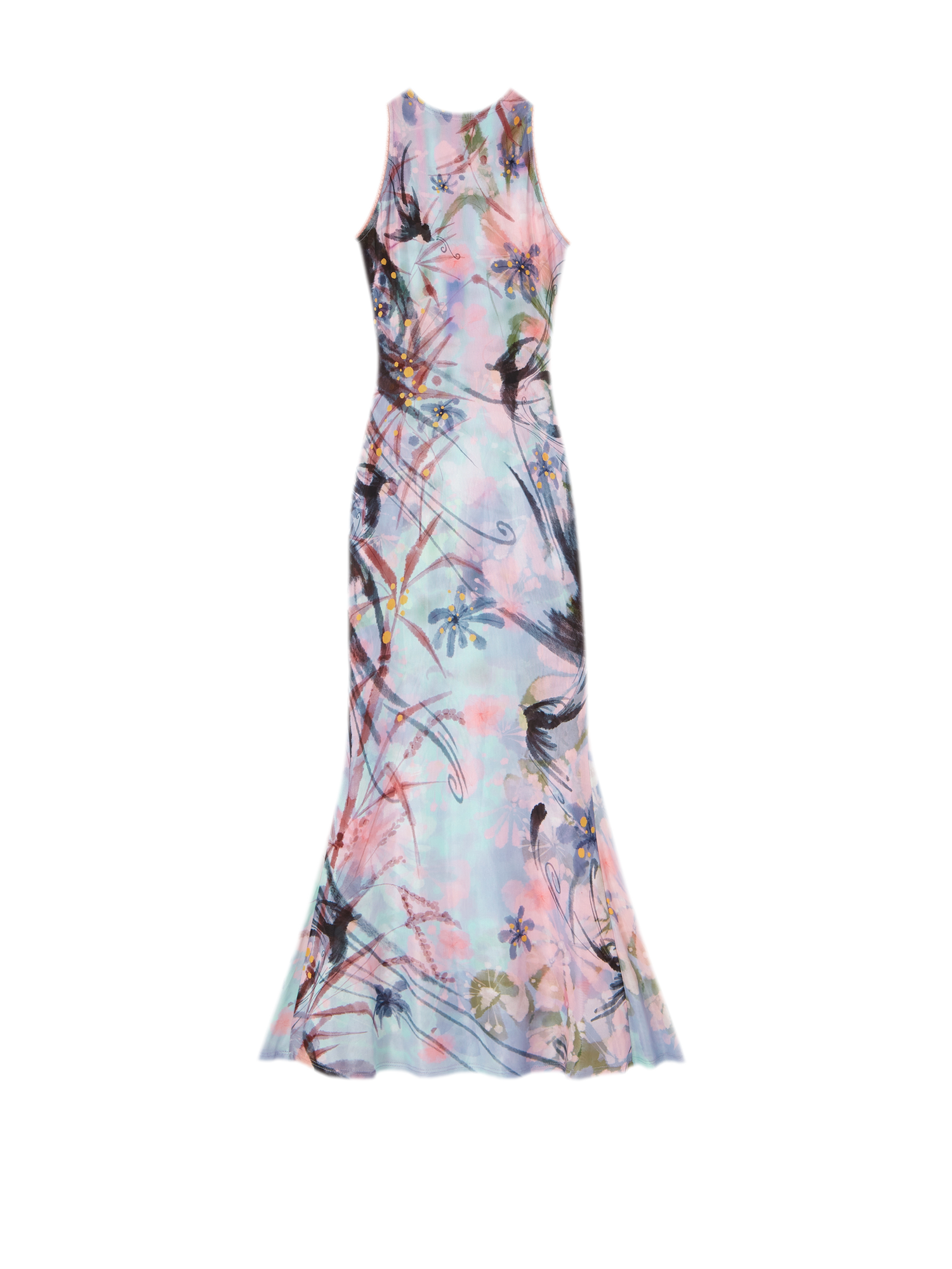 Printed Mock Neck Mermaid Dress