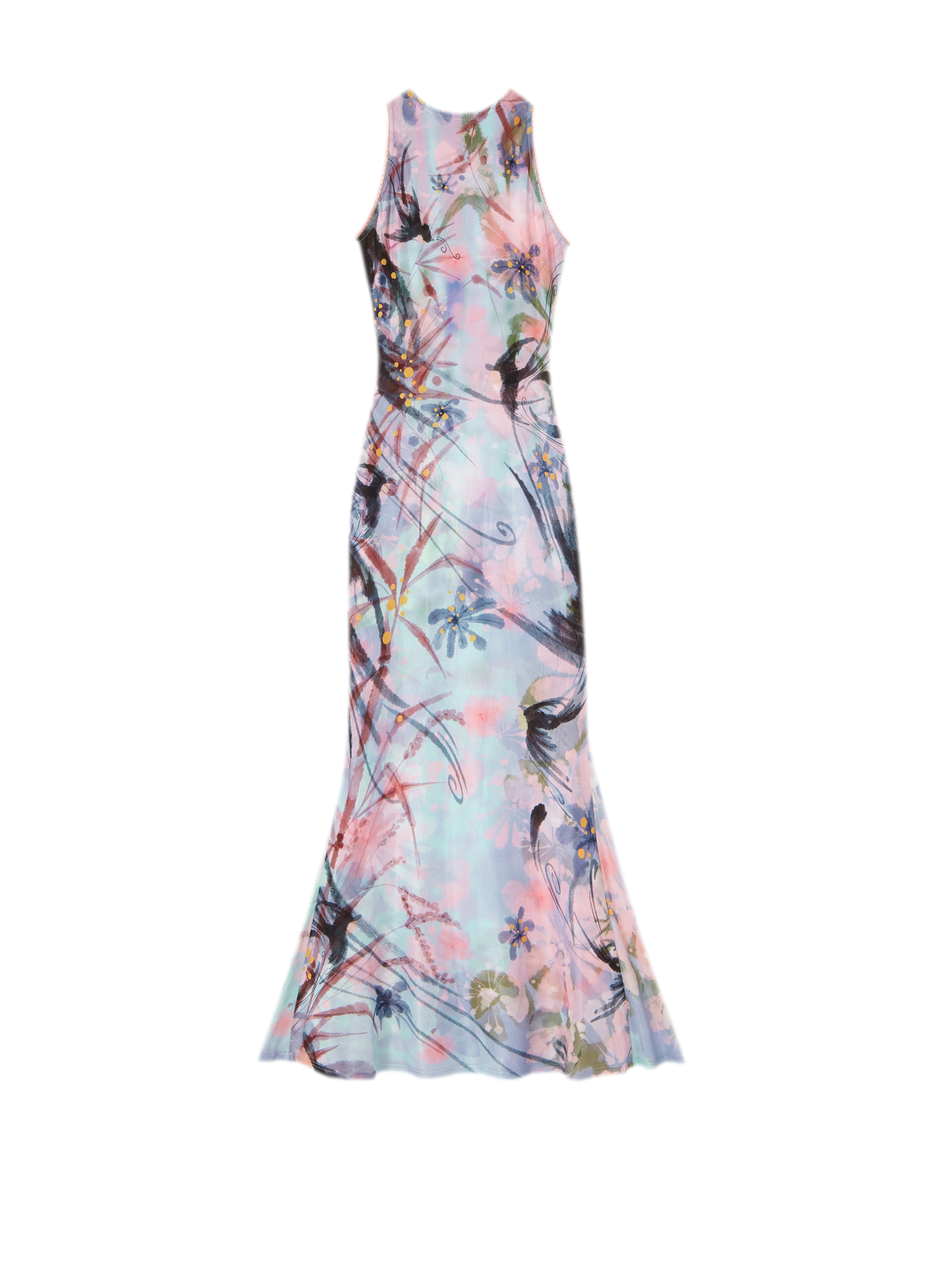 Printed Mock Neck Mermaid Dress