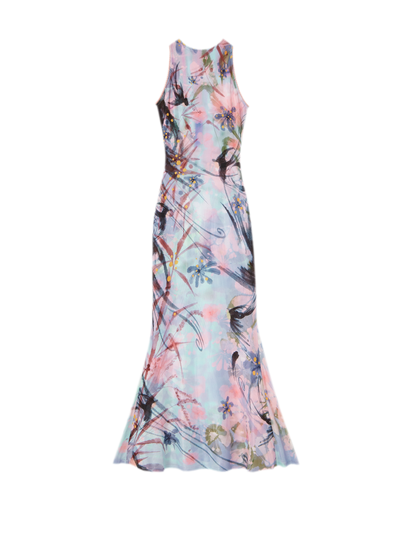 Printed Mock Neck Mermaid Dress