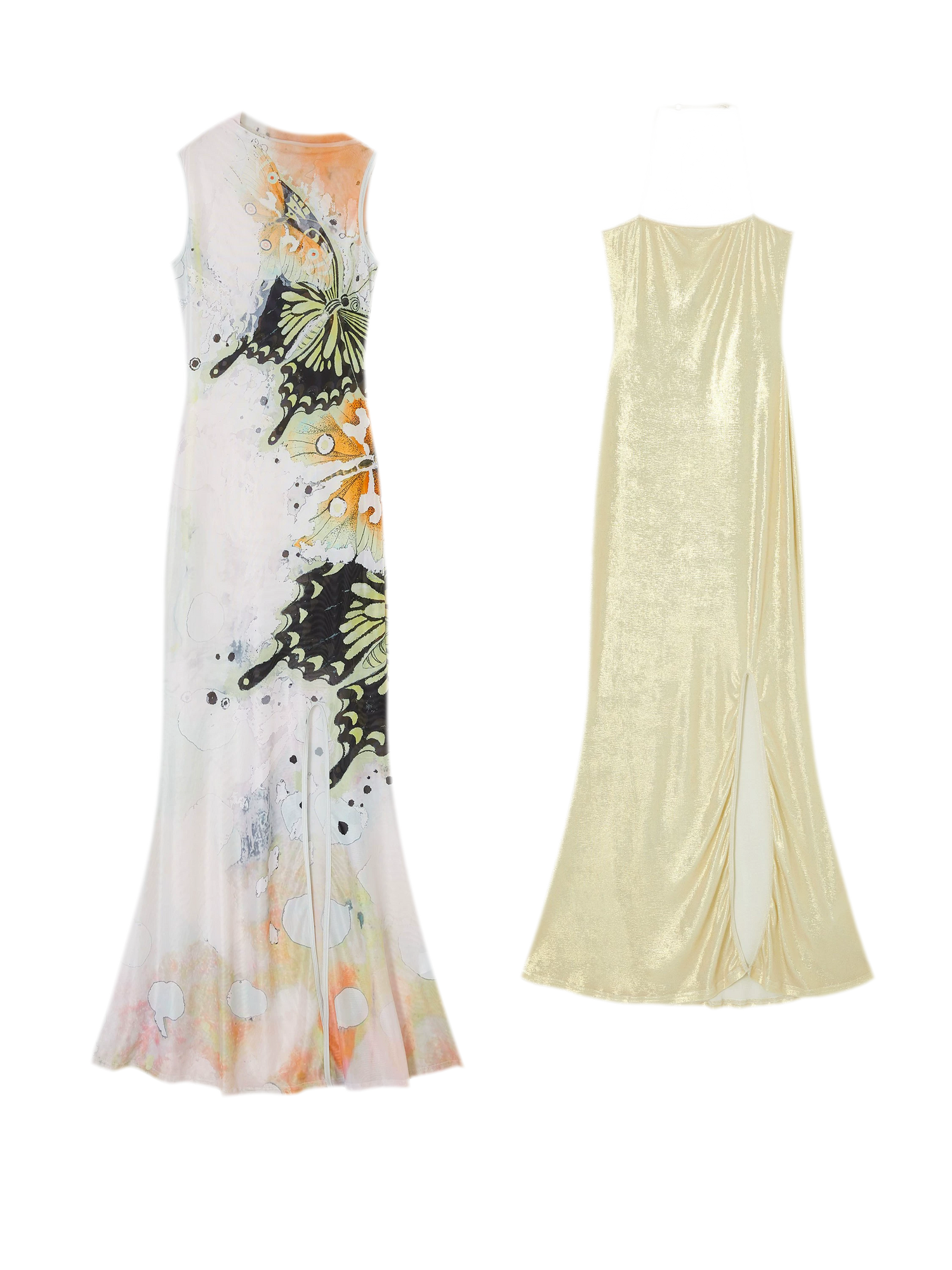 Hand-Painted Butterfly Print Two-Piece Dress Set