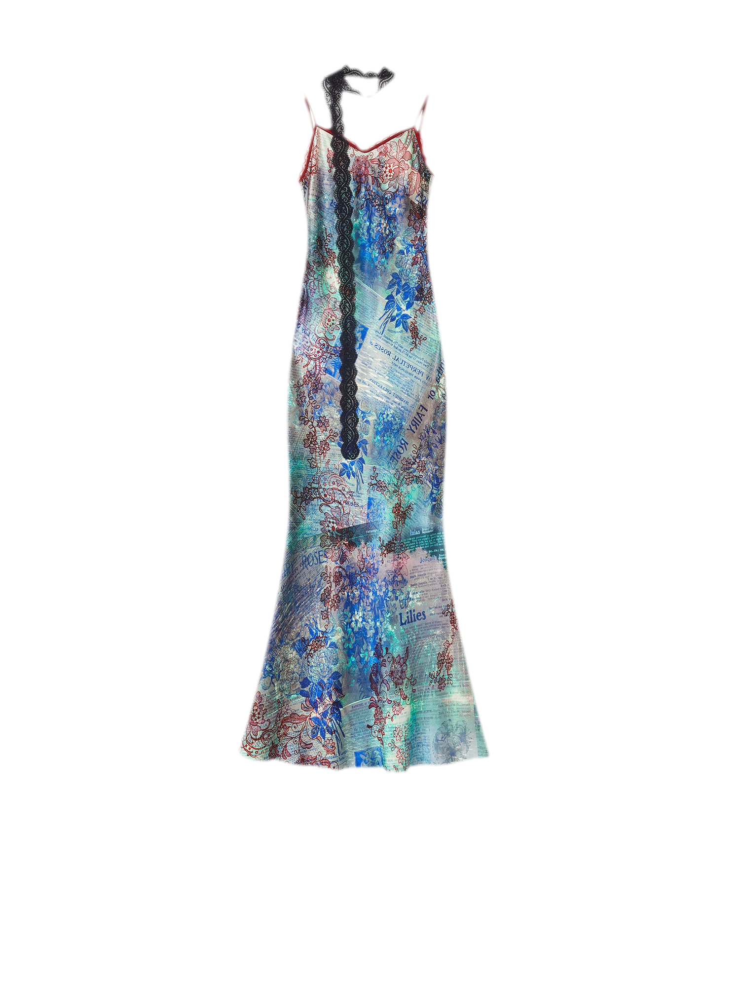 Botanical Print Bias-Cut Camisole Long Dress