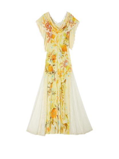 Beaded Lace Print Convertible Dress