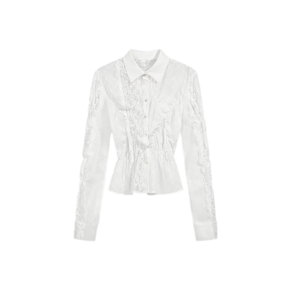 Lace Shirred Peplum Blouse