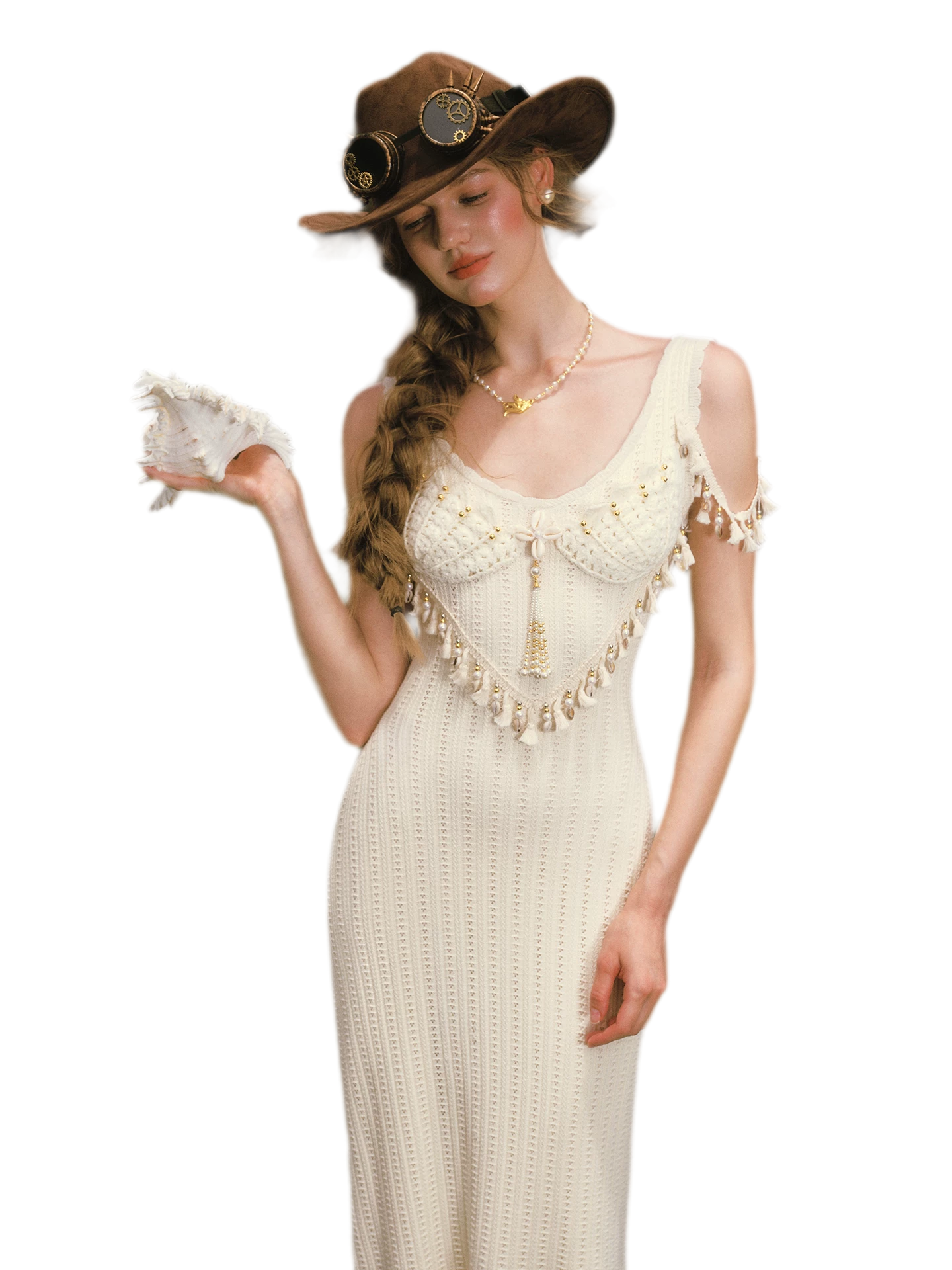 Hand-Knit Openwork Layered Set
