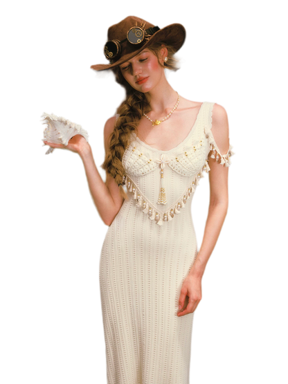 Hand-Knit Openwork Layered Set