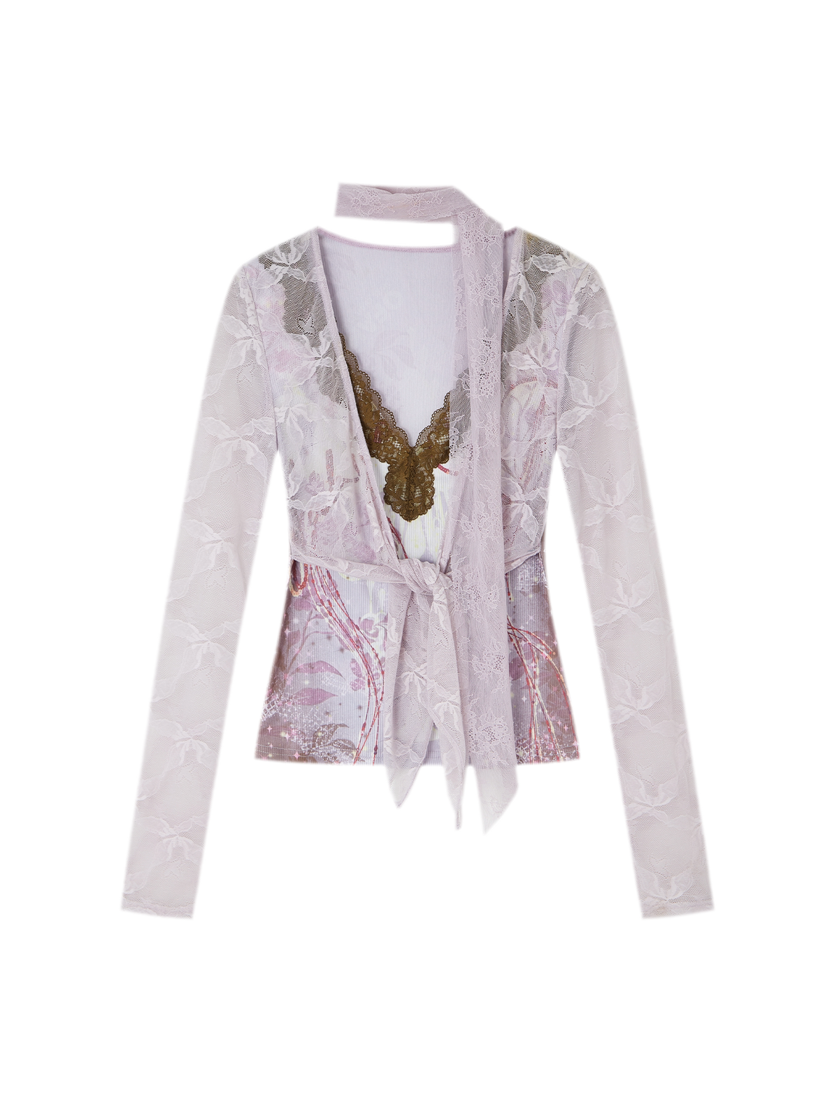 Cardigan aderente con pannelli in pizzo