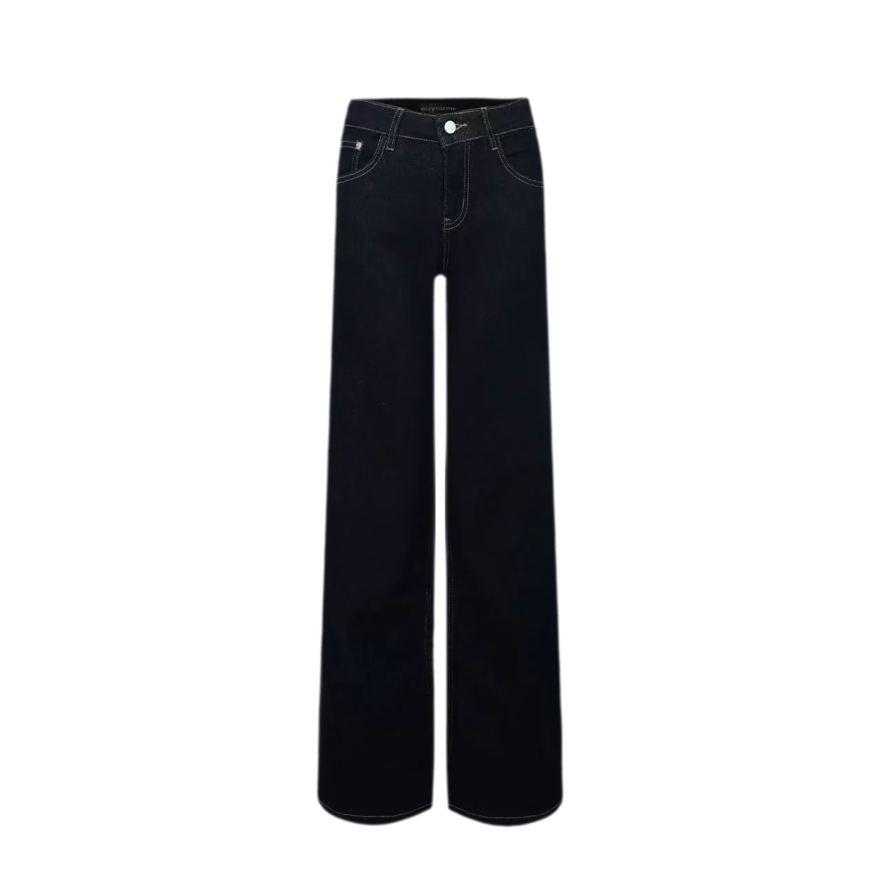 Raw Denim Low-Rise Wide-Leg Jeans