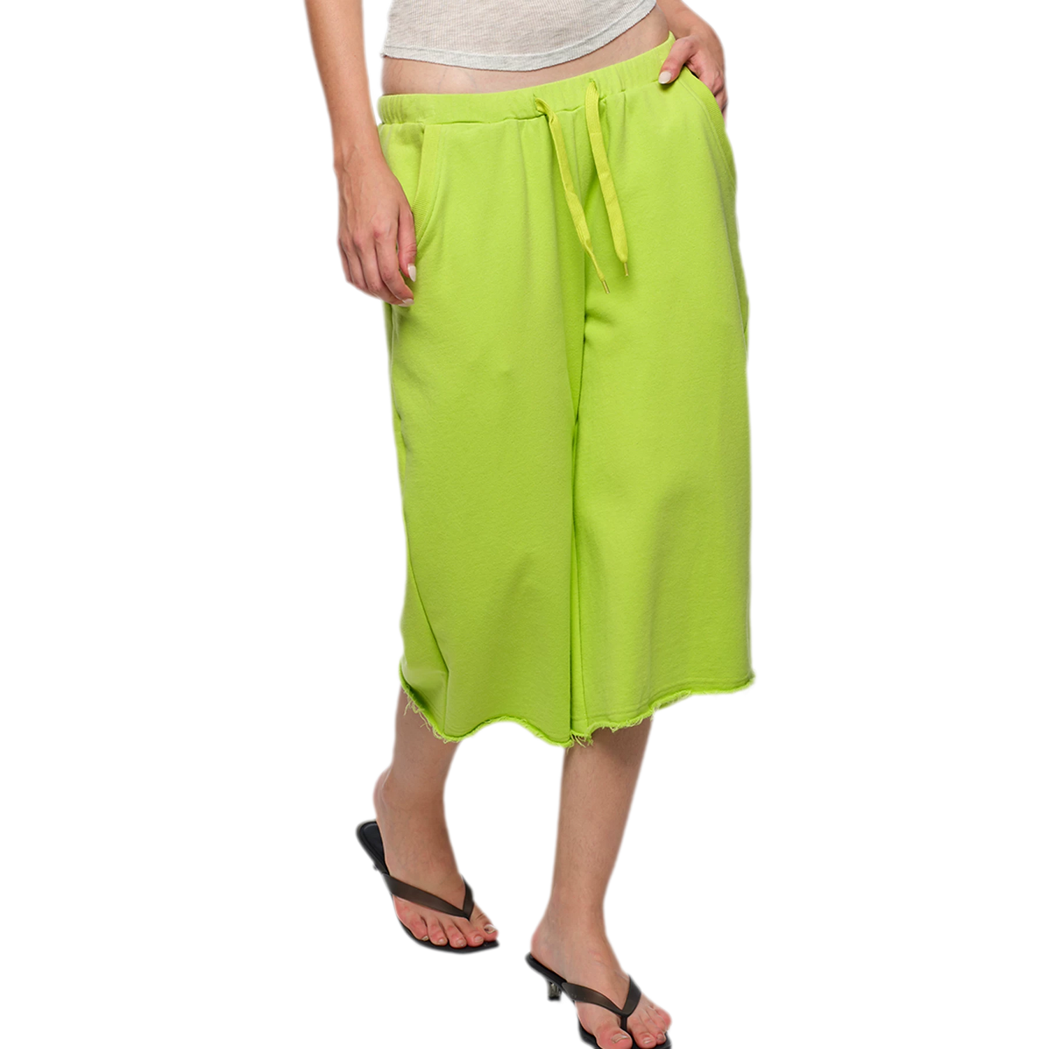 Wide-Leg Cropped Sweatpants