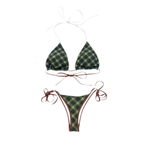 Green Plaid Bra / S