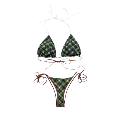 Green Plaid Bra / S