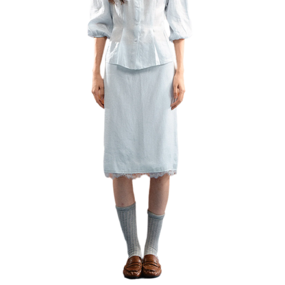 Linen Bubble Sleeve Top Skirt