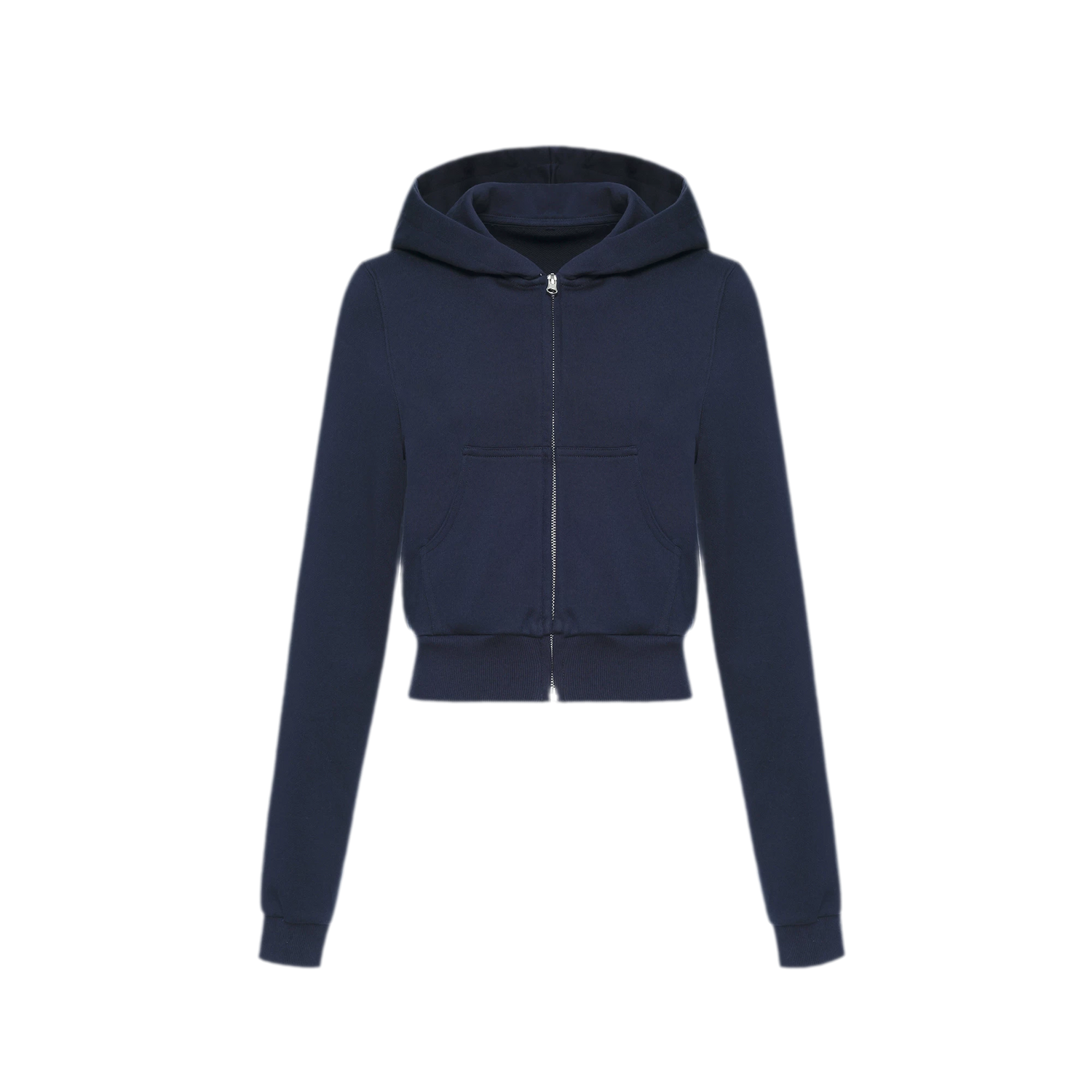 Ribbed Slim-Fit Cropped Hoodie
