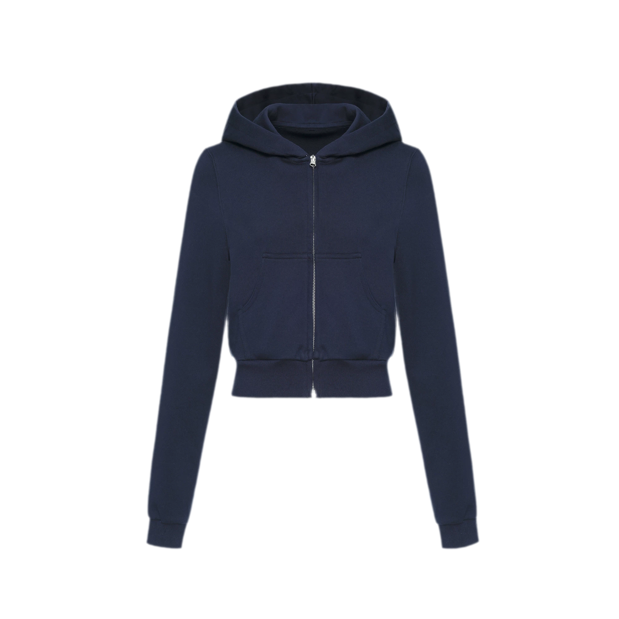 Ribbed Slim-Fit Cropped Hoodie