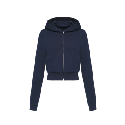 Ribbed Slim-Fit Cropped Hoodie