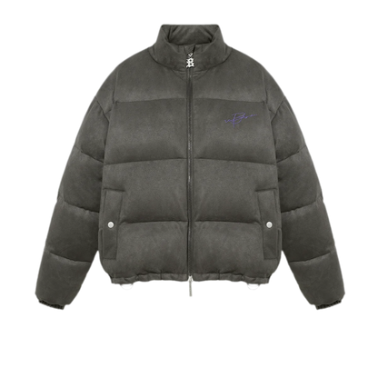 Suede Oversized Down Puffer Jacket