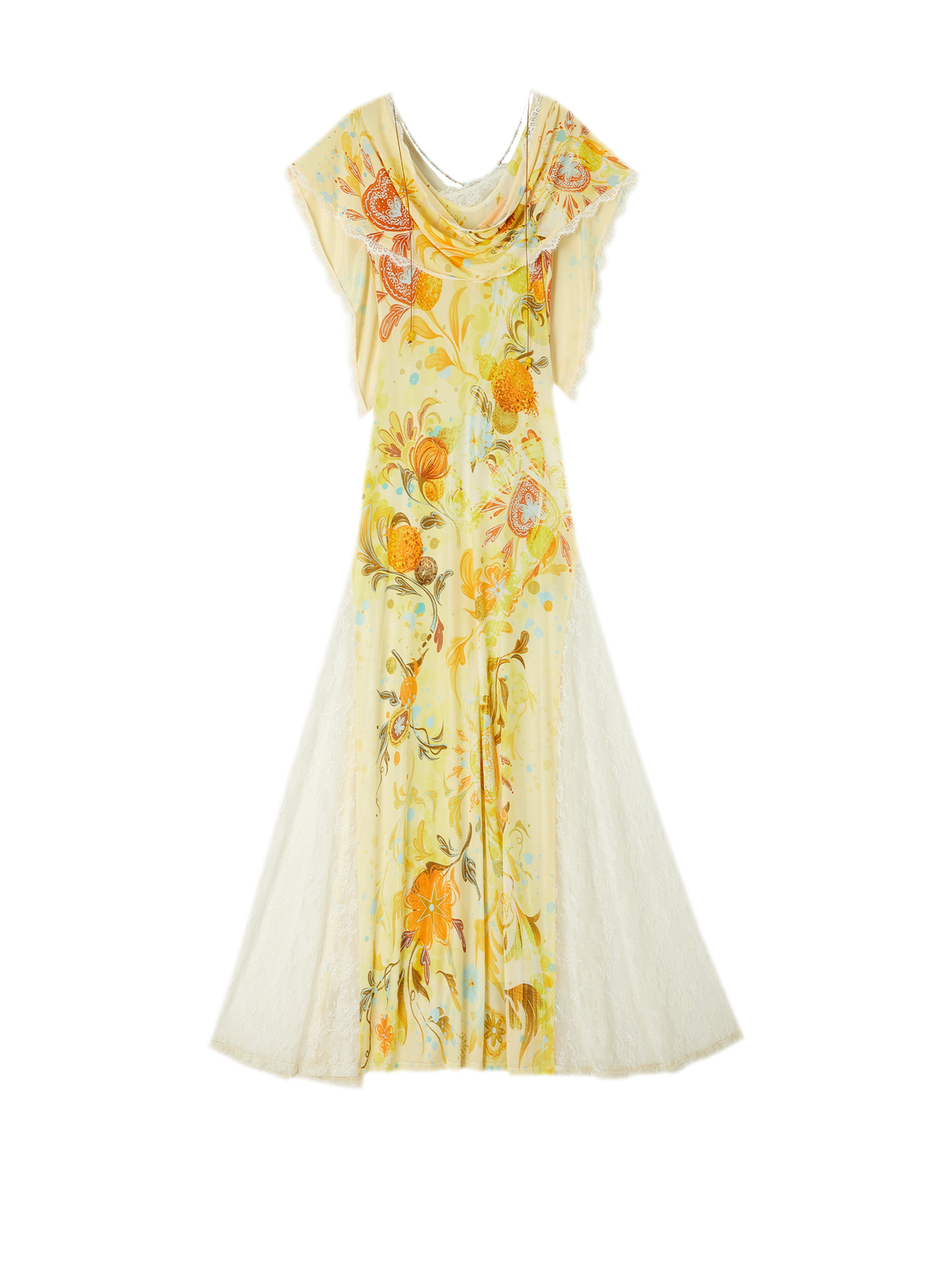 Beaded Lace Print Convertible Dress