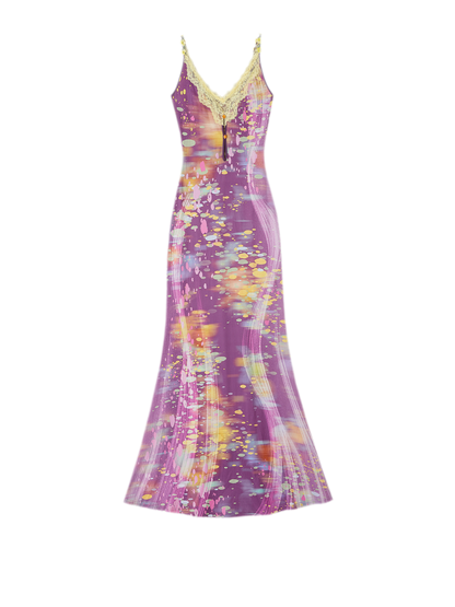 Lace Panel Fishtail Dress