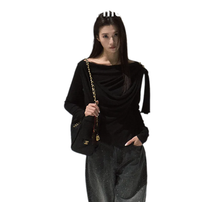 Draped Slim Knit Top