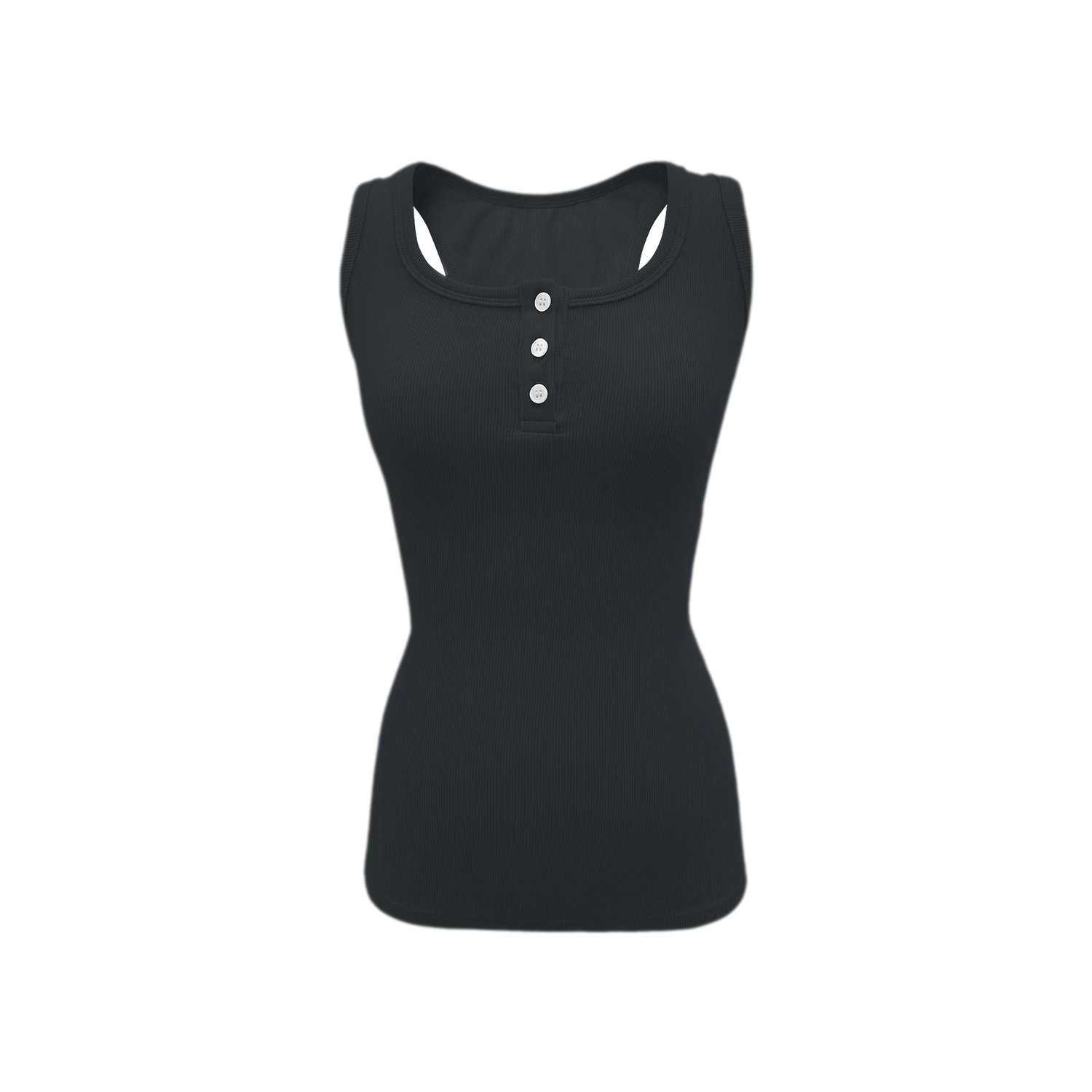 Ribbed Slim-Fit Henley Tank