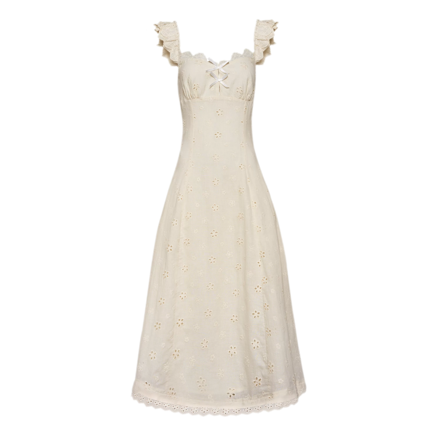 Embroidered Lace Flutter Sleeve Dress
