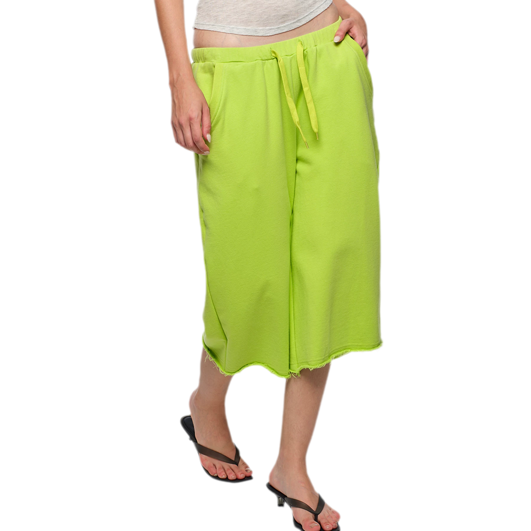 Wide-Leg Cropped Sweatpants