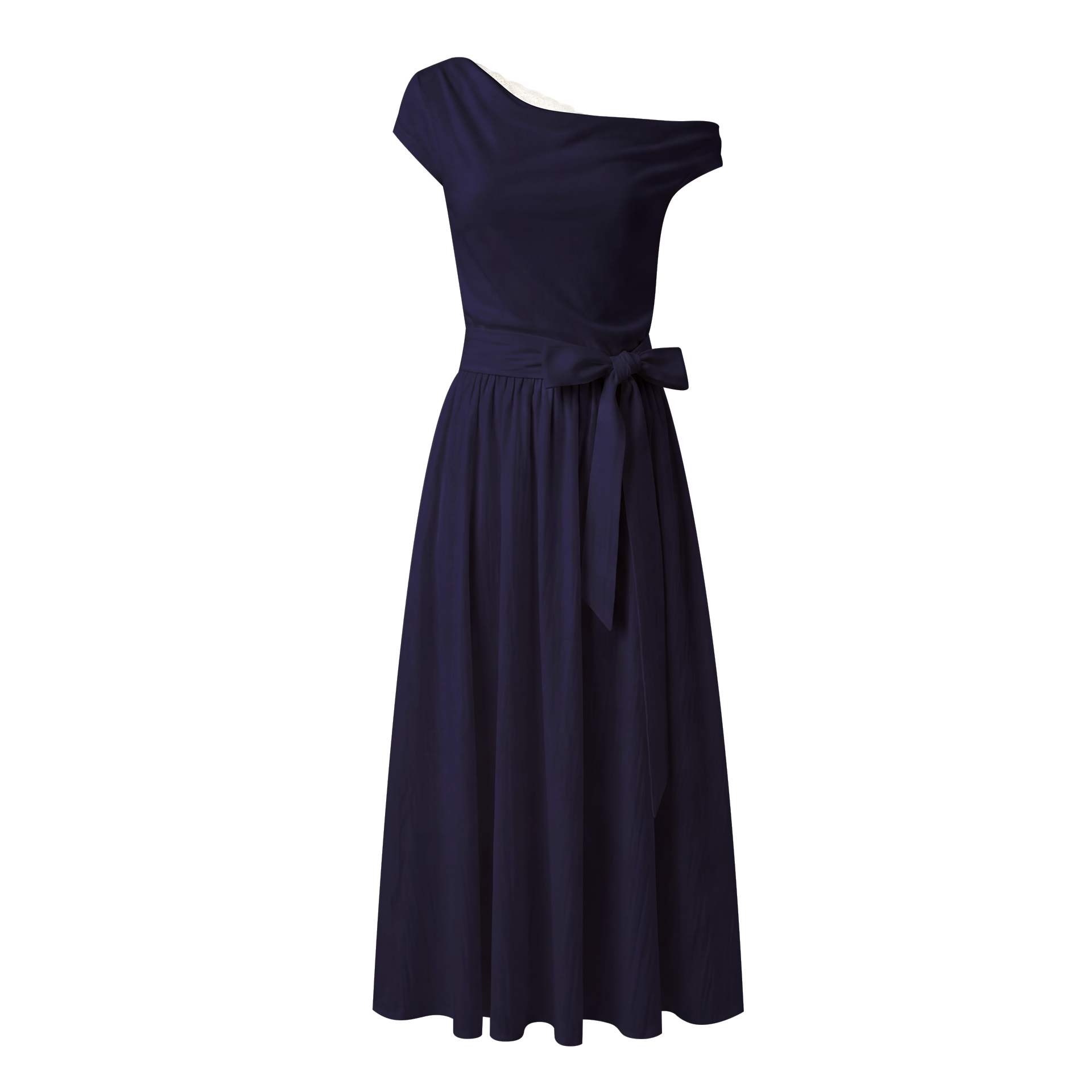 Lace-Trim Off-Shoulder Tie Dress