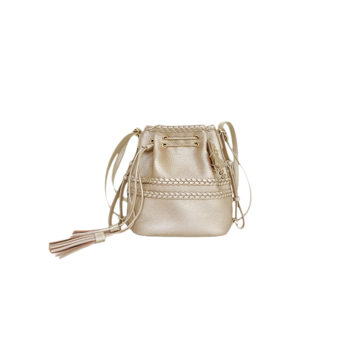 Braided Drawstring Bucket Backpack