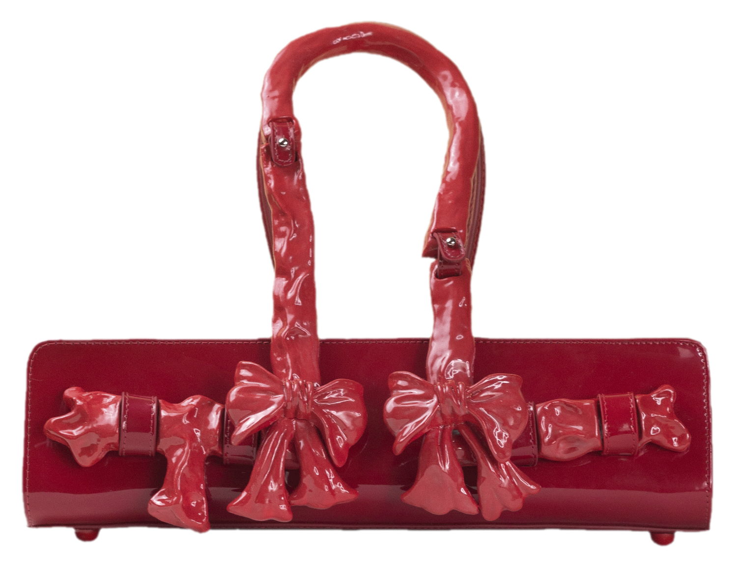 Glossy Bow Handle Handbag