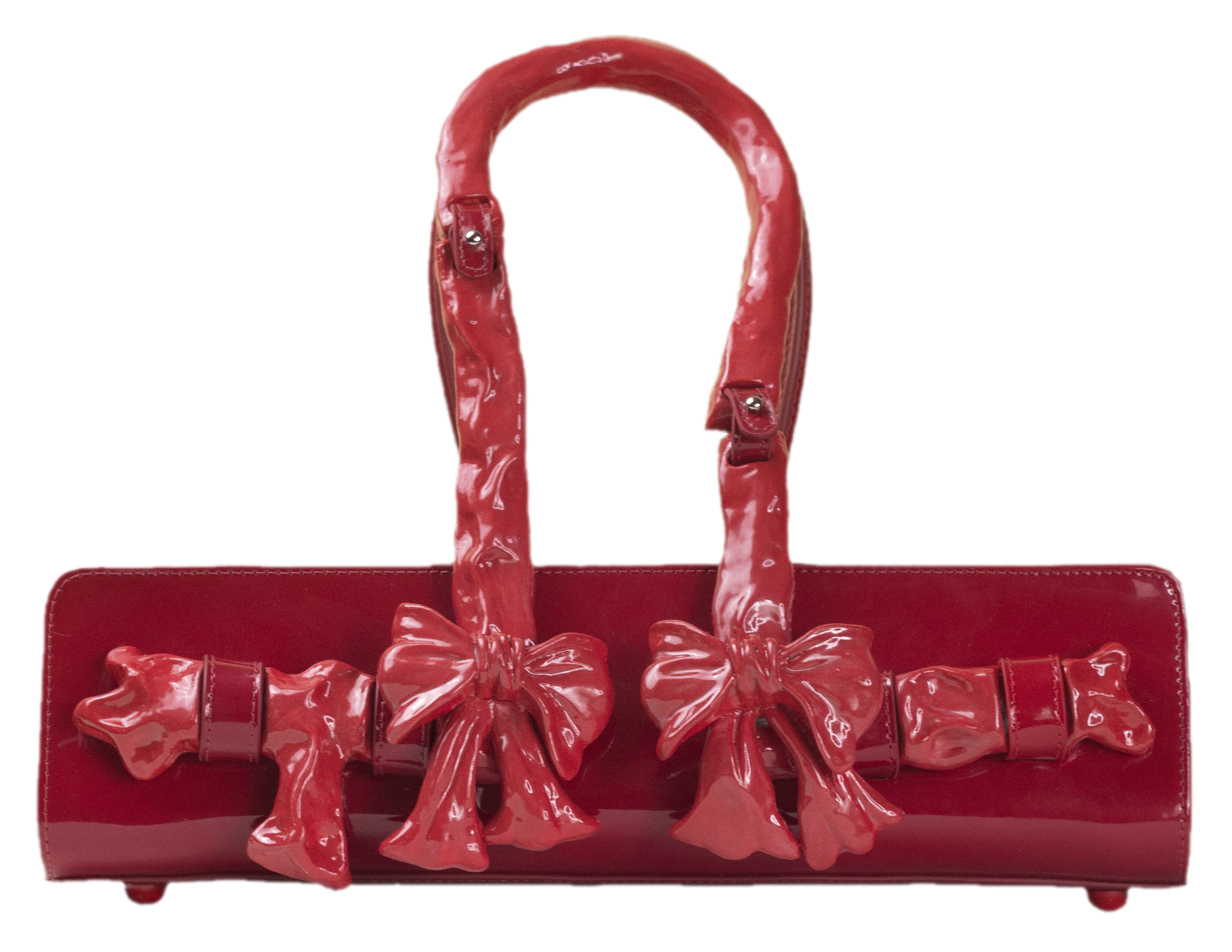Glossy Bow Handle Handbag