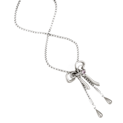 Vintage Rhinestone Bow Necklace