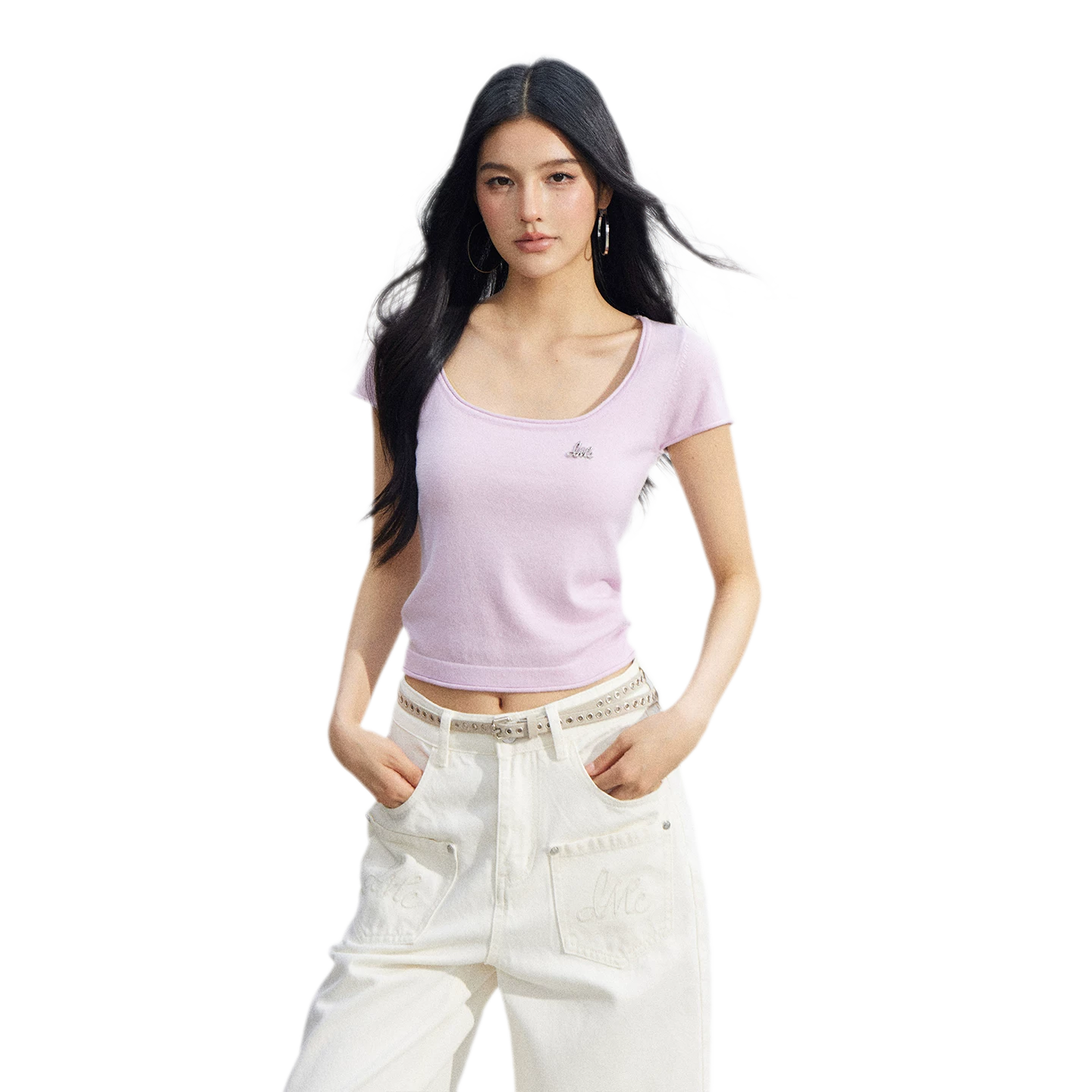Candy Color U-Neck Short Sleeve T-Shirt