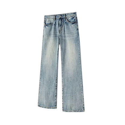 Washed Bootcut Raw-Denim Jeans