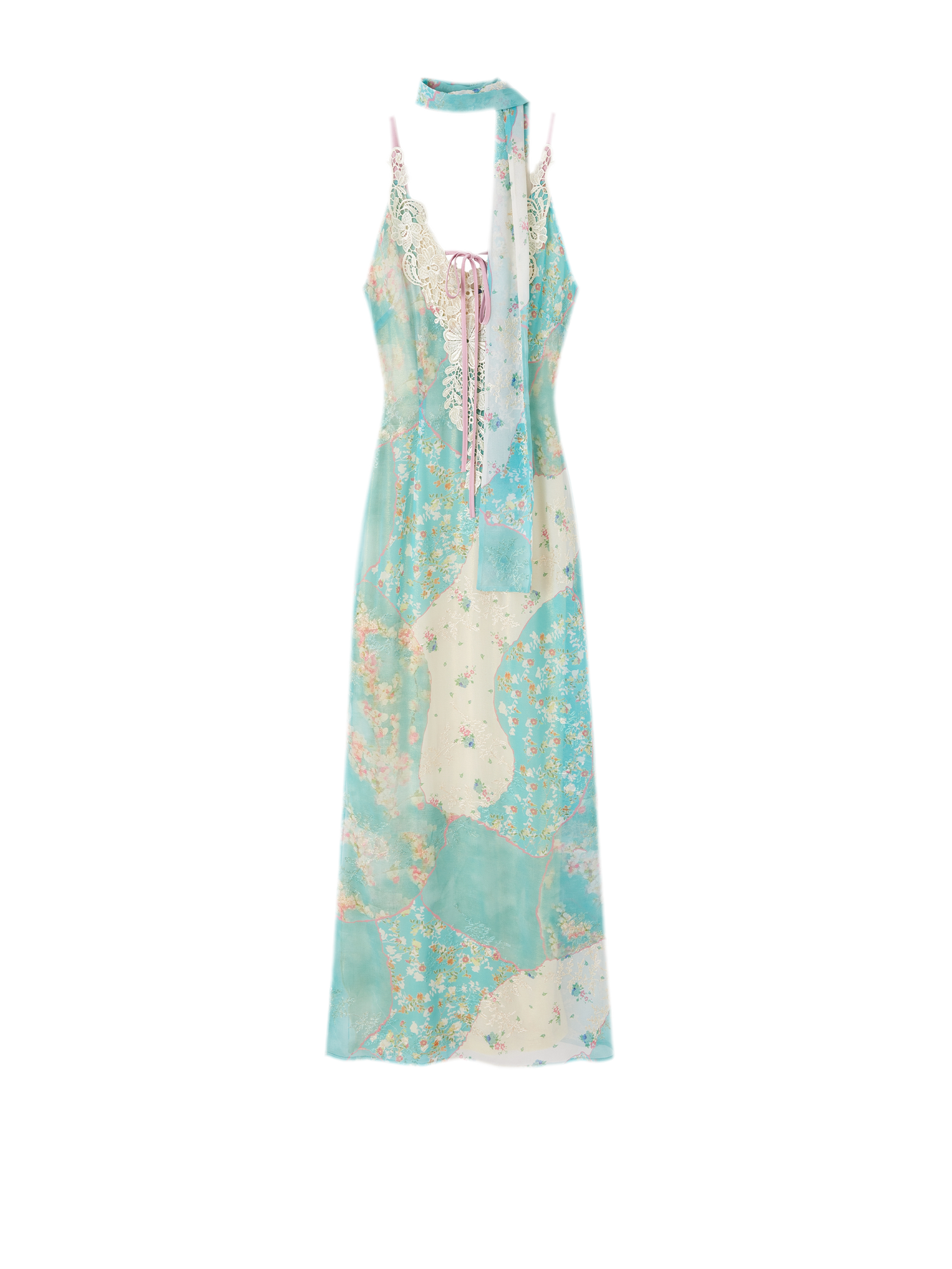 Iris Floral Lace Trim Vintage Dress