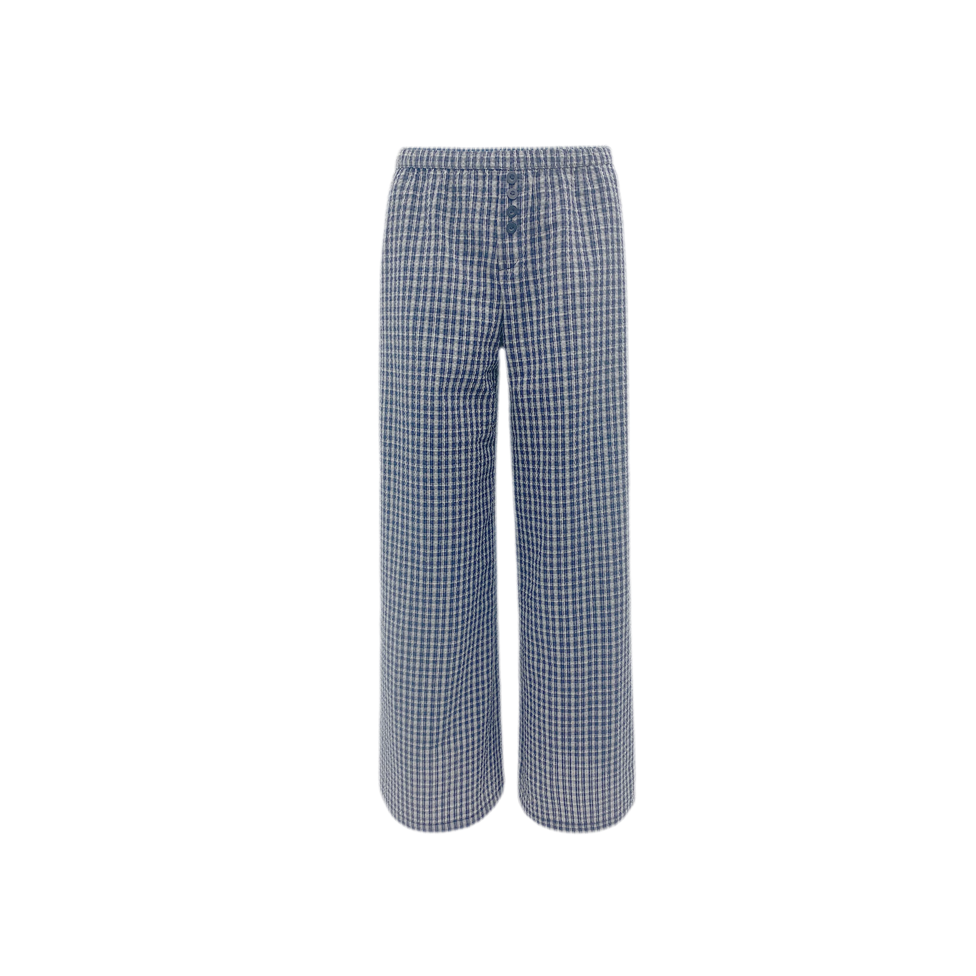 Textured Check Wide-Leg Trousers