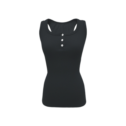 Ribbed Slim-Fit Henley Tank